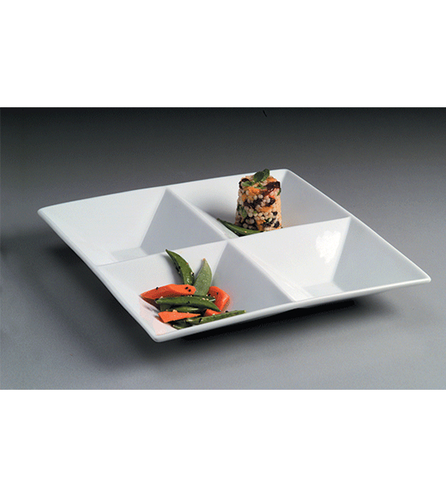 White Divided Porcelain Platter 12" Sq.